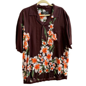 Favant Mens Hawaiian Tropical Floral Rayon Button Up Shirt Size XL  ith pocket